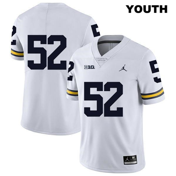 Youth NCAA Michigan Wolverines Karsen Barnhart #52 No Name White Jordan Brand Authentic Stitched Legend Football College Jersey UH25E30UN
